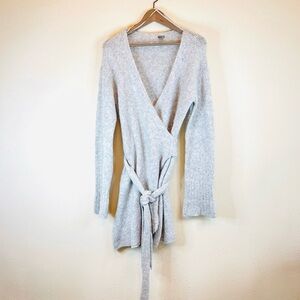 Aerie Hug Me Knit Belted Bell Sleeve Cardigan Grey Dress Size XS NWT
